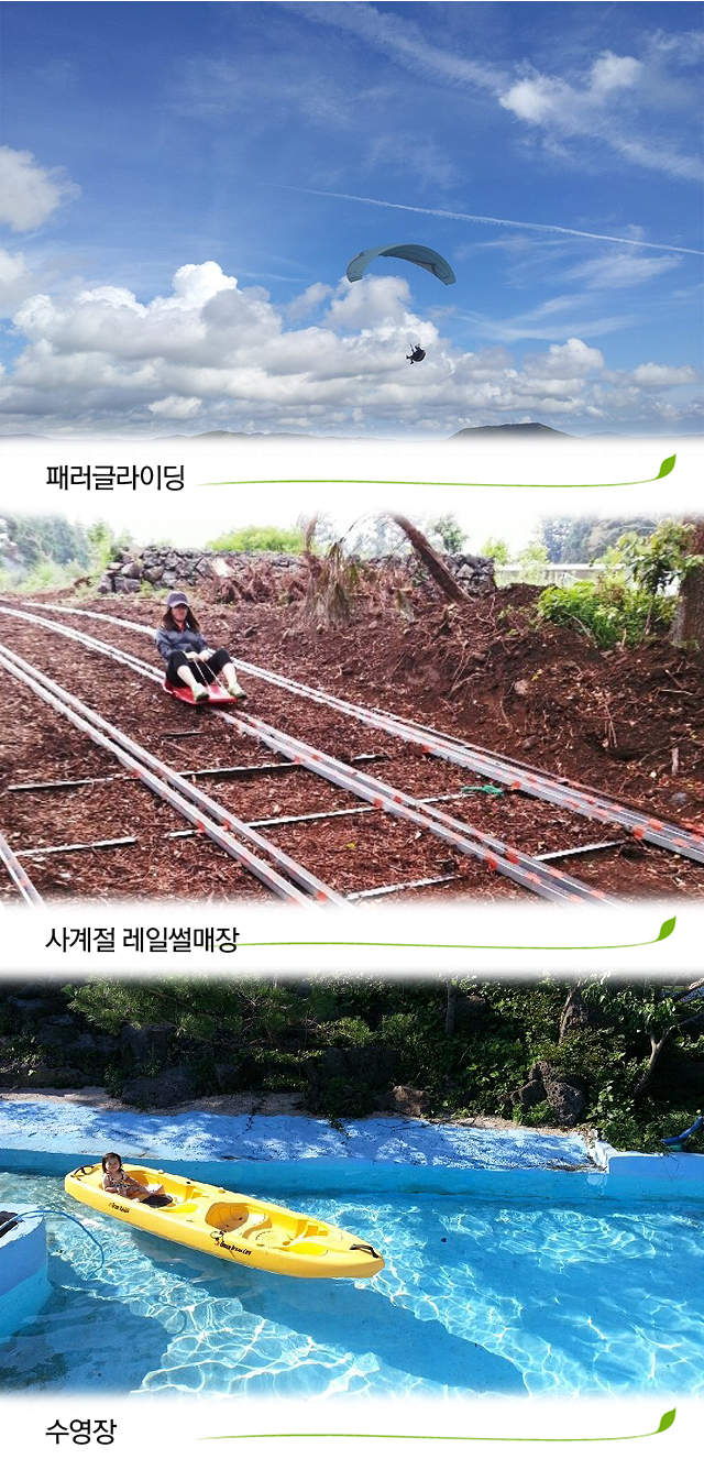 패러글라이딩,사계절레일썰매장,수영장